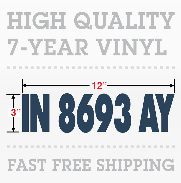 Recreational Boat Number Registration Sticker 3"x 12"