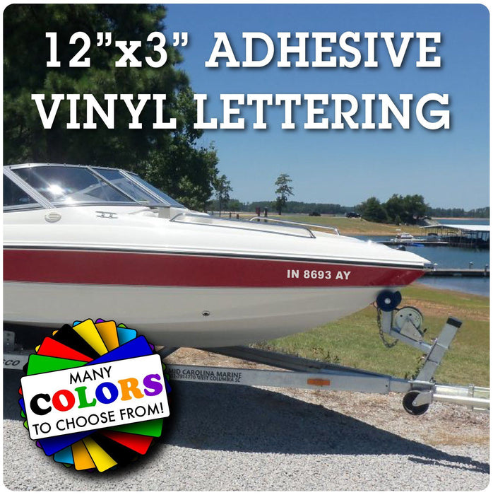 Recreational Boat Number Registration Sticker 3"x 12"