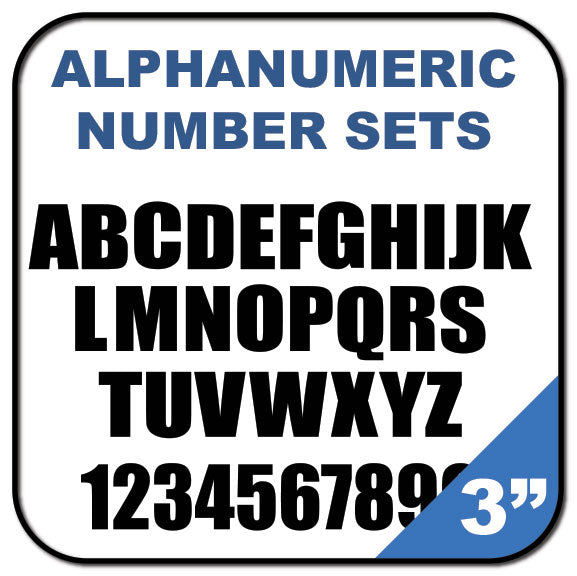 Alphanumeric Number and Letter Sets | 3 Inch Tall Vinyl Decal Stickers | A-Z | 1-10