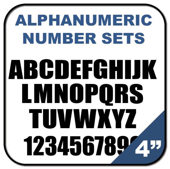 Alphanumeric Number and Letter Sets | 4 Inch Tall Vinyl Decal Stickers | A-Z | 1-10