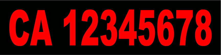 CA Number Magnet for California Authority Compliance 12x3