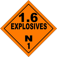 Class 1.6N Explosives HAZMAT Label Stickers – 4" x 4" (5-Pack)