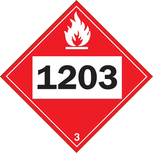 Flammable 1203 Red Hazmat Placard Decal or Magnetic Sign Placard