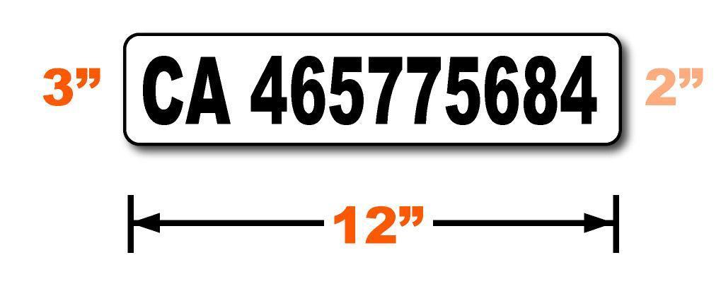 These are the dimensions of the magnetic CA number signs