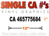 CA number sticker for California authority requirements