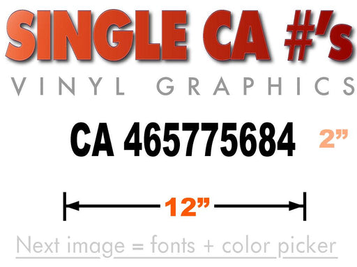 CA number sticker for California authority requirements