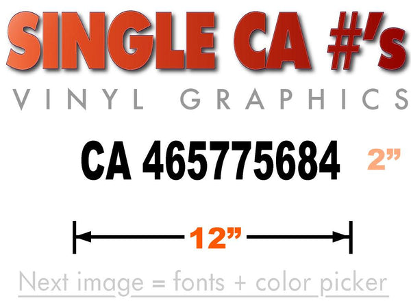 CA Number Decal 12X2