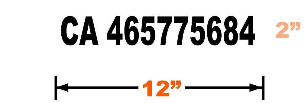 CA Number Decal 12X2