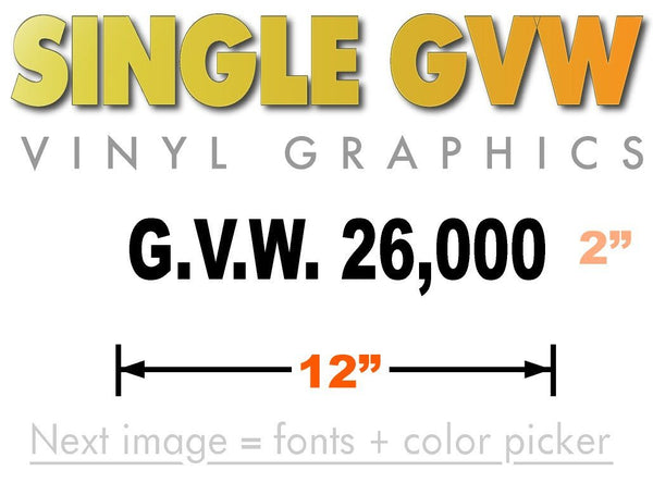 GVW- Gross Vehicle Weight Decal 12X2