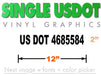 12 inch by 2 inch US DOT sticker in black lettering and is visible from 50 feet.