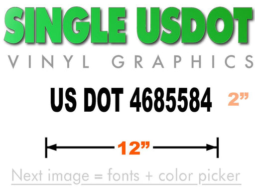 12 inch by 2 inch US DOT sticker in black lettering and is visible from 50 feet.
