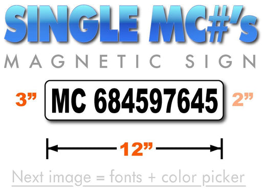 MC number magnet for motor carrier operating authority