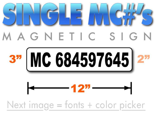 MC Number Magnet for Motor Carrier Operating Authority Compliance 12x3