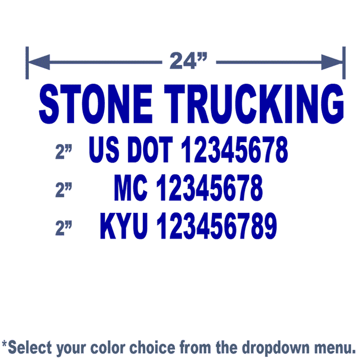 USDOT Number Combo Decal - 4 lines of Lettering | 24x14