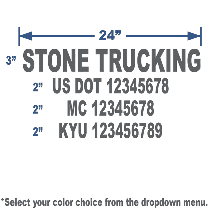 USDOT Number Combo Decal - 4 lines of Lettering | 24x14