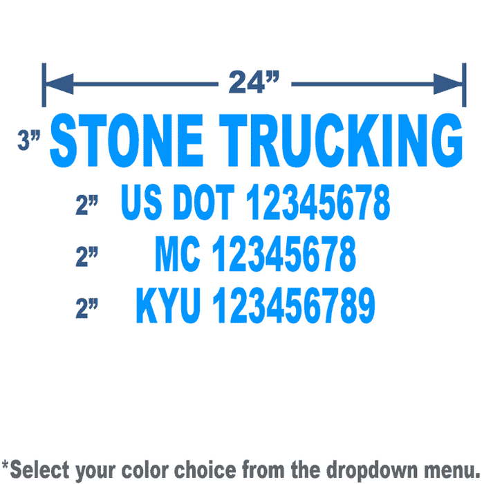 USDOT Number Combo Decal - 4 lines of Lettering | 24x14