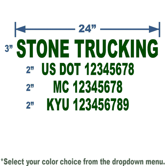 USDOT Number Combo Decal - 4 lines of Lettering | 24x14