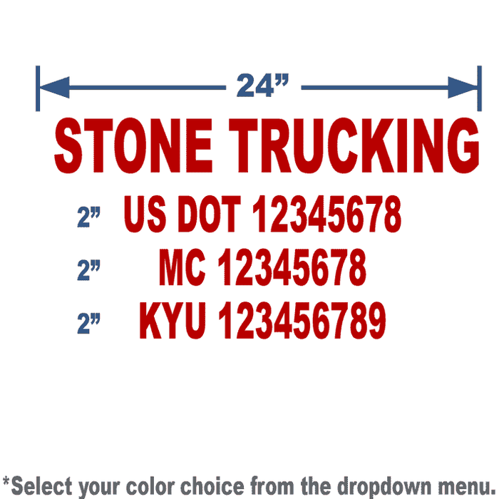 USDOT Number Combo Decal - 4 lines of Lettering | 24x14