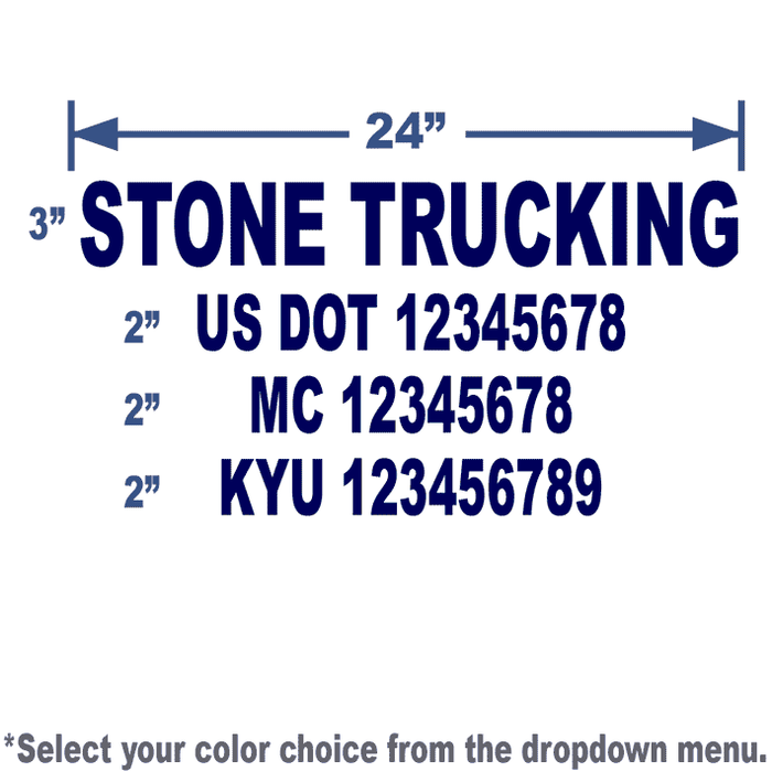 USDOT Number Combo Decal - 4 lines of Lettering | 24x14