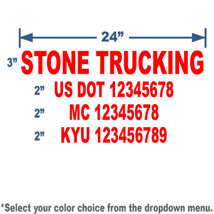 USDOT Number Combo Decal - 4 lines of Lettering | 24x14