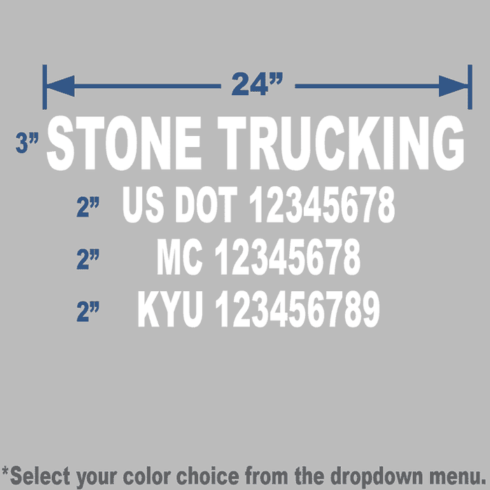 USDOT Number Combo Decal - 4 lines of Lettering | 24x14