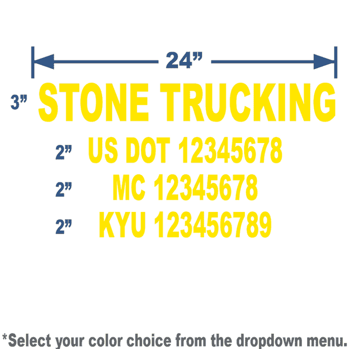 USDOT Number Combo Decal - 4 lines of Lettering | 24x14