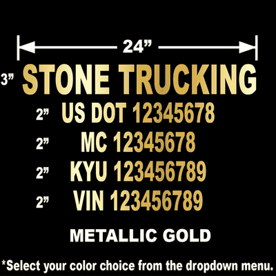 metallic gold USDOT number stickers for truck compliance