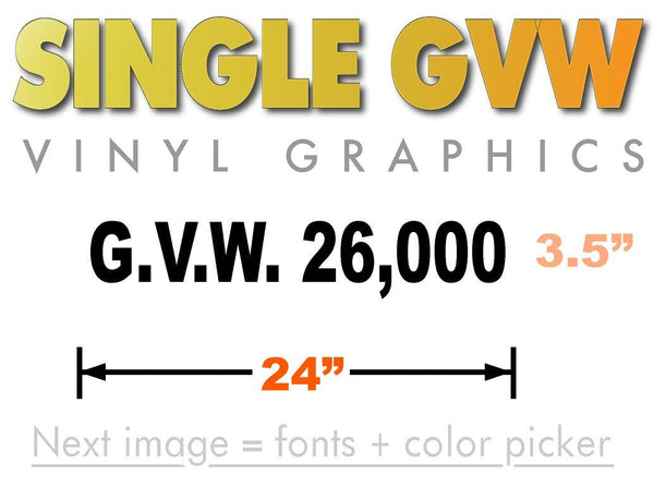 Gross Vehicle Weight -GVW Number Decal 24x3.5