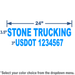 Cool Blue USDOT Number Sticker with 3" tall lettering includes company name and USDOT number 