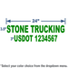 24x8 Green USDOT Number Sticker with 3" tall lettering includes company name and USDOT number 
