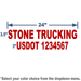 24x8 Maroon USDOT Number Sticker with 3" tall lettering includes company name and USDOT number 