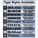Type styles available on US DOT Stickers