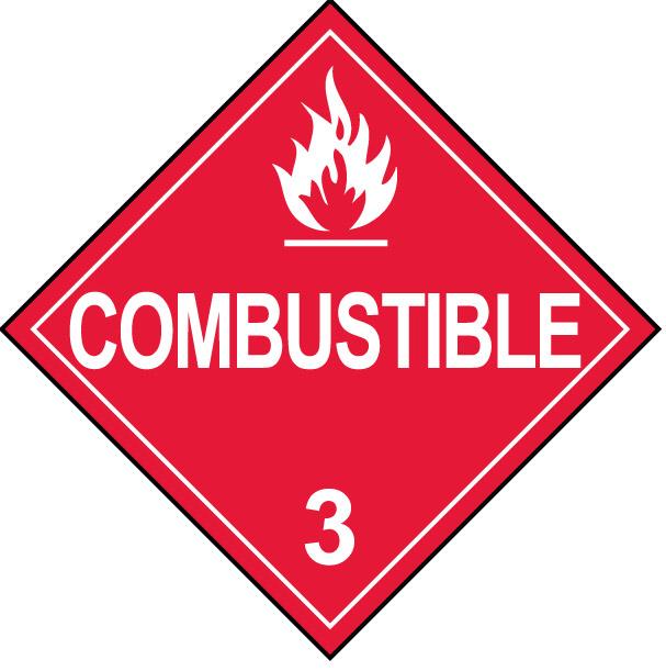 Class 3 Combustible Liquid Hazmat Placard Decal or Magnetic Sign Placard