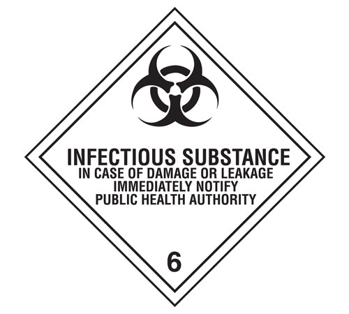 Class 6 Infectious Substance HAZMAT Label Stickers – 4" x 4" (5-Pack)