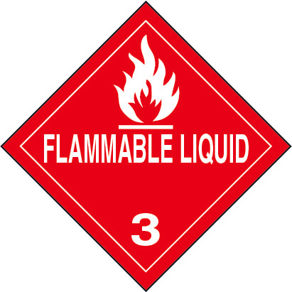 Class 3 Flammable Liquid HAZMAT Label Stickers – 4" x 4" (5-Pack)