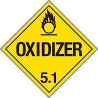 Class 5.1 Oxidizer HAZMAT Label Stickers – 4" x 4" (5-Pack)