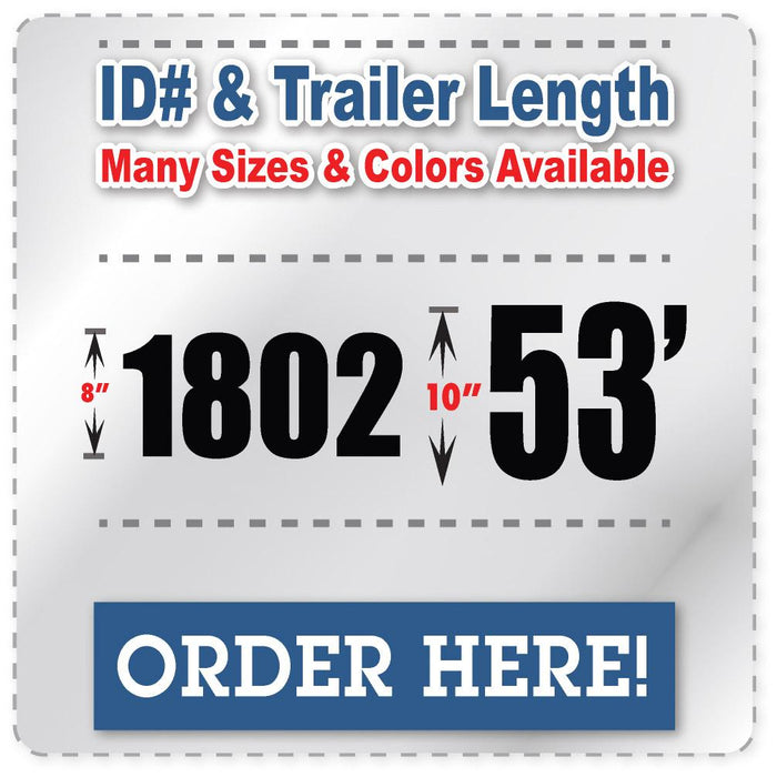 Fleet Number Truck Decals, Trailer Length, and Vehicle ID Number Stickers