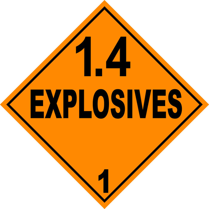 Class 1.4 Explosives HAZMAT Label Stickers – 4" x 4" (5-Pack)