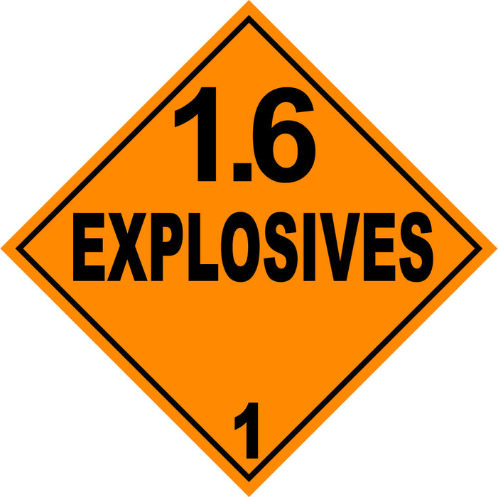 Class 1.6 Explosives HAZMAT Label Stickers – 4" x 4" (5-Pack)