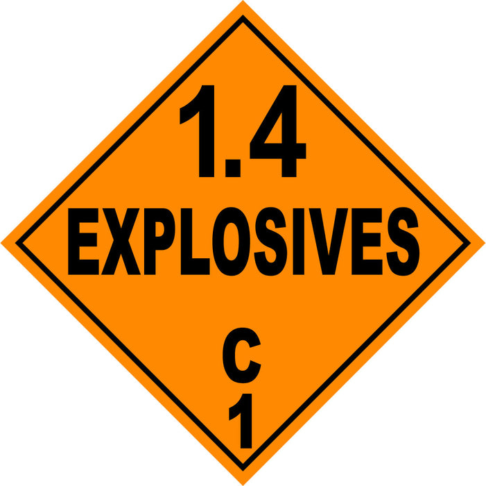 Class 1.4C Explosives Hazmat Placard Decal or Magnetic Sign Placard