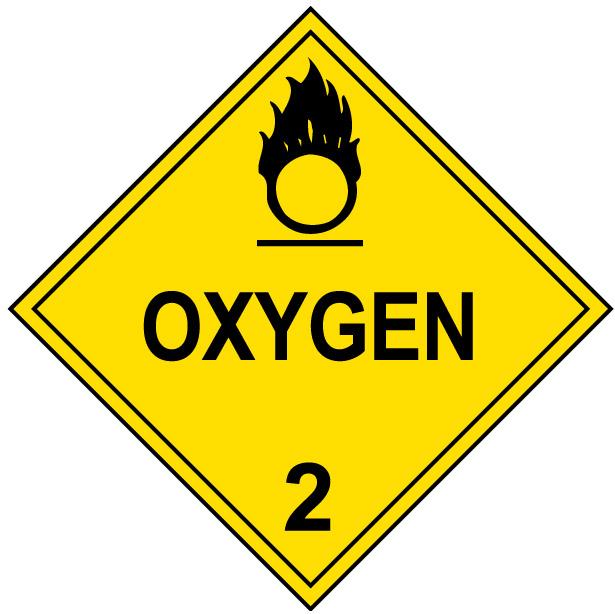 Class 2 Oxygen HAZMAT Label Stickers – 4" x 4" (5-Pack)