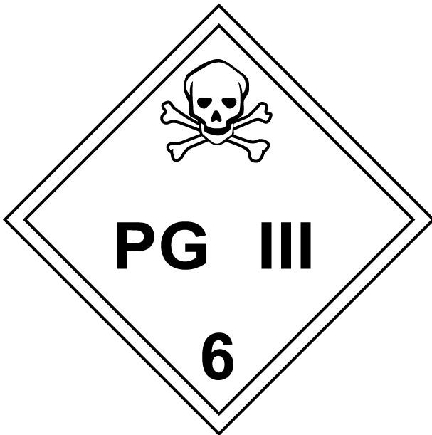 Class 6 PG III HAZMAT Label Stickers – 4" x 4" (5-Pack)