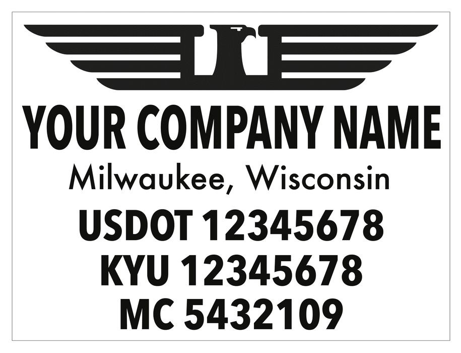 Premium USDOT Number Decal for Cab Door with Logo Template | Eagle Crest S2