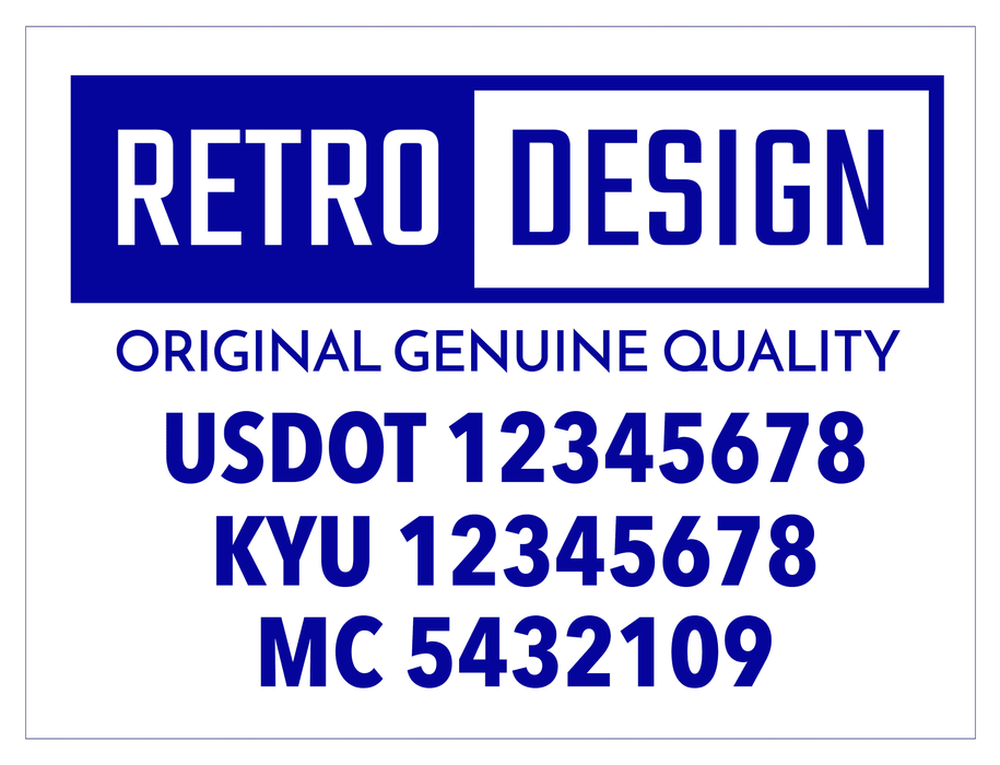 USDOT Number Sticker with Customizable Logo | Retro Design S8 | 24"x16"