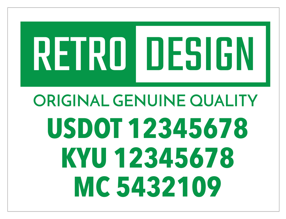 USDOT Number Sticker with Customizable Logo | Retro Design S8 | 24"x16"