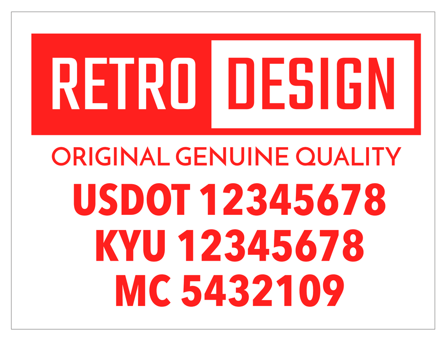 USDOT Number Sticker with Customizable Logo | Retro Design S8 | 24"x16"