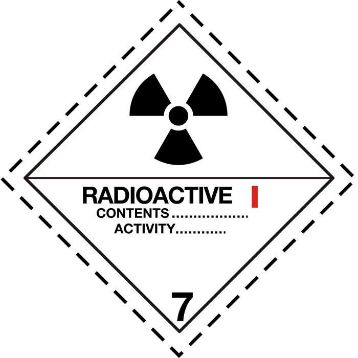 Class 7 Radioactive HAZMAT Label Stickers – 4" x 4" (5-Pack)
