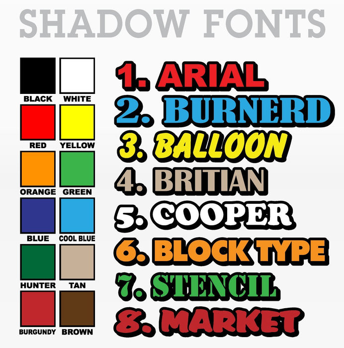 Color picker and fancy font selector with drop shadows