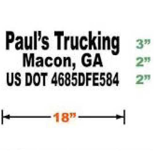 USDOT Number Magnetic Sign with Company Name, City, & DOT Number 18x12