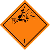 Class 1 Subsidiary Risk HAZMAT Label Stickers – 4" x 4" (5-Pack)